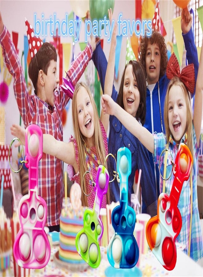 Roaqua Students Gifts Mini pop Bulk Guitar Fidget Keychain,for Boys and Girls Kids Birthday Party Favors Supplies and Classroom Prize (30 Packs) - Image 3